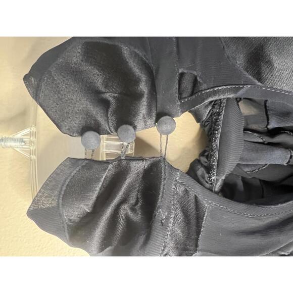 Love Moschino Black Polka Dot Blouse Gray Ribbed Cuffs and Waistband Size 8 - Picture 7 of 9